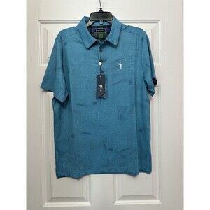 Size M William Murray Mens Reading Greens Golf Polo Blue Water Print NEW